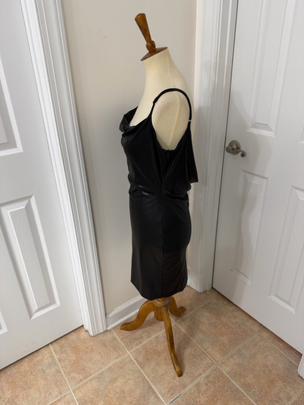 Meshki Black Draped Slip Mini Dress